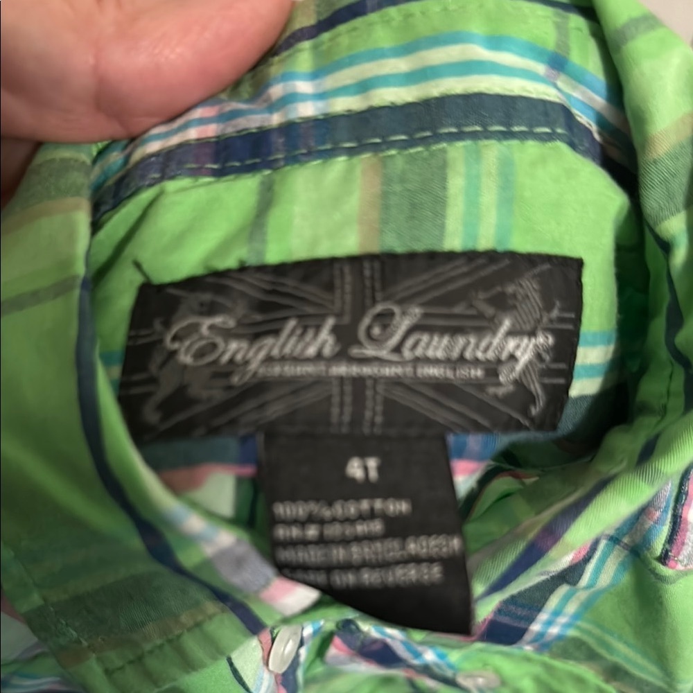 English Laundry Green and Blue Plaid Button Down Shirt - Picture 2 of 4